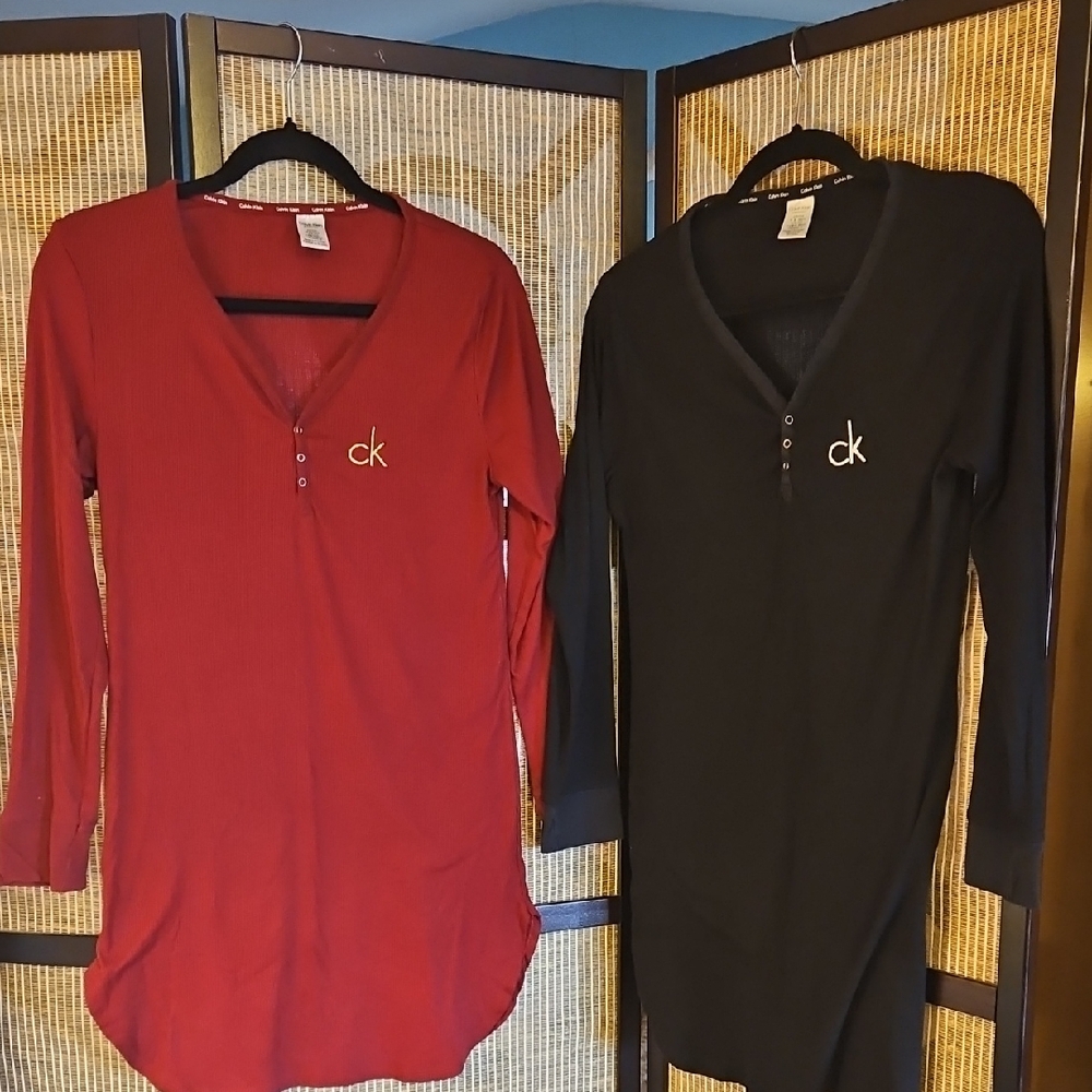 Calvin Klein Red and Black Pajama Dresses